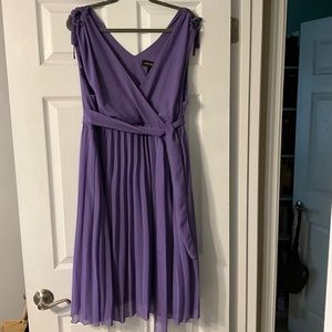 Lane Bryant Dress, Lilac sleeveless  pleated  dress with belt,  size 22